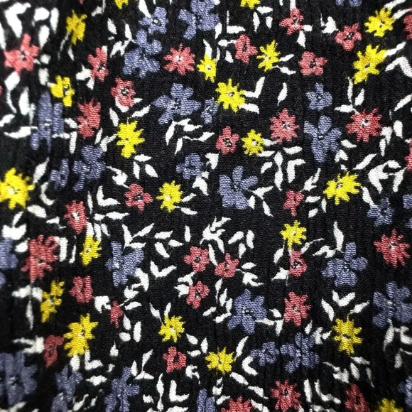 Market Spruce Cottage Micro Floral Midi Dress 2X Black Flowy Long Sleeve V-Neck - Picture 3 of 10